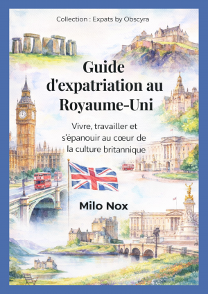 Couverture du guide d'expatriation au Royaume-Uni par Obscyra
