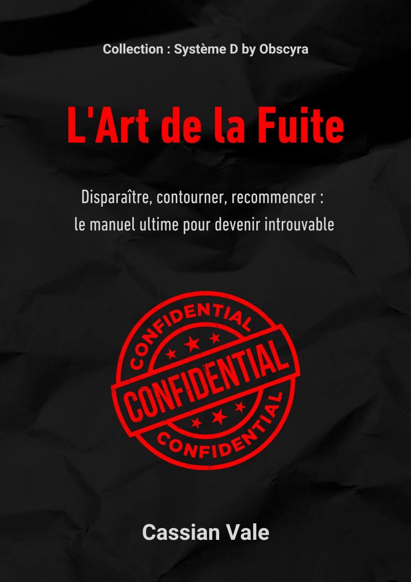 Couverture du livre L’Art de la Fuite, illustrant les stratégies de disparition et d’anonymat dans un monde surveillé.