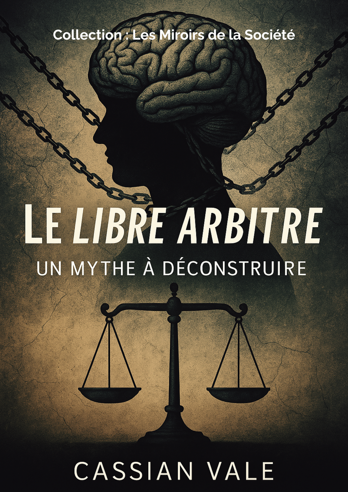 Couverture du livre Le Libre Arbitre – Un mythe à déconstruire de Cassian Vale. Essai sur la déconstruction du libre arbitre et des mécanismes de contrôle social.