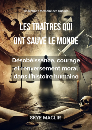 Couverture du livre Les traîtres qui ont sauvé le monde de Skye MacLir – Un essai sur la désobéissance morale à travers l’histoire. Collection Les Silences Brisés.