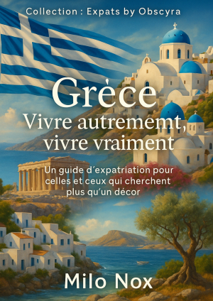 Couverture du guide Grèce – Vivre autrement, vivre vraiment par Milo Nox, un ouvrage d’expatriation authentique pour s’installer durablement en Grèce.
