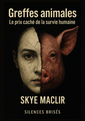 Couverture du livre "Greffes animales – Le prix caché de la survie humaine" par Skye MacLir, publié dans la collection Silences Brisés chez Obscyra