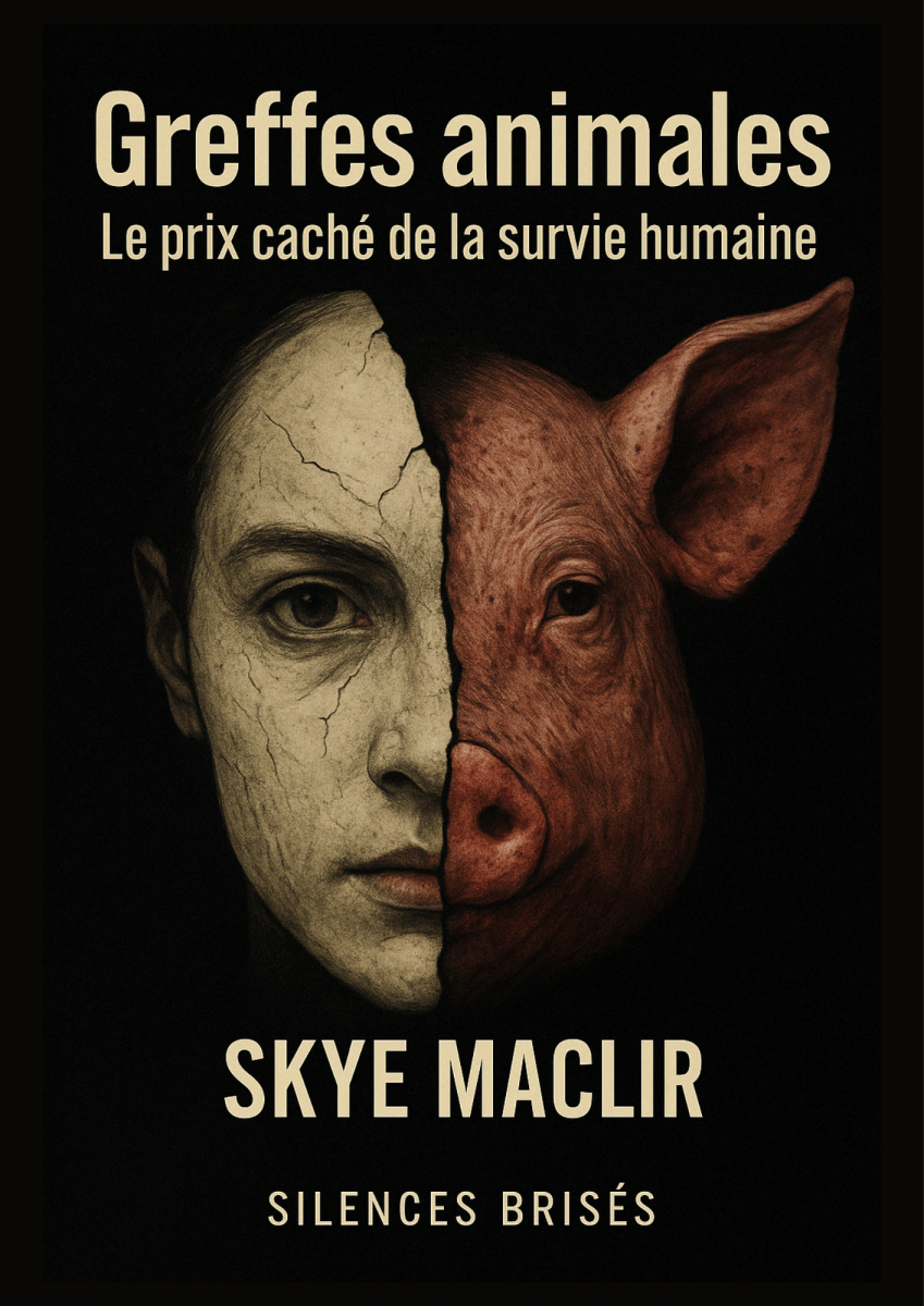 Couverture du livre "Greffes animales – Le prix caché de la survie humaine" par Skye MacLir, publié dans la collection Silences Brisés chez Obscyra