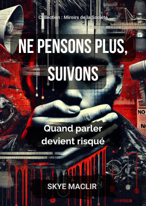 Couverture du livre Ne pensons plus, Suivons de Skye MacLir – Un essai sur la censure moderne et l’obéissance sociale, édité par Obscyra