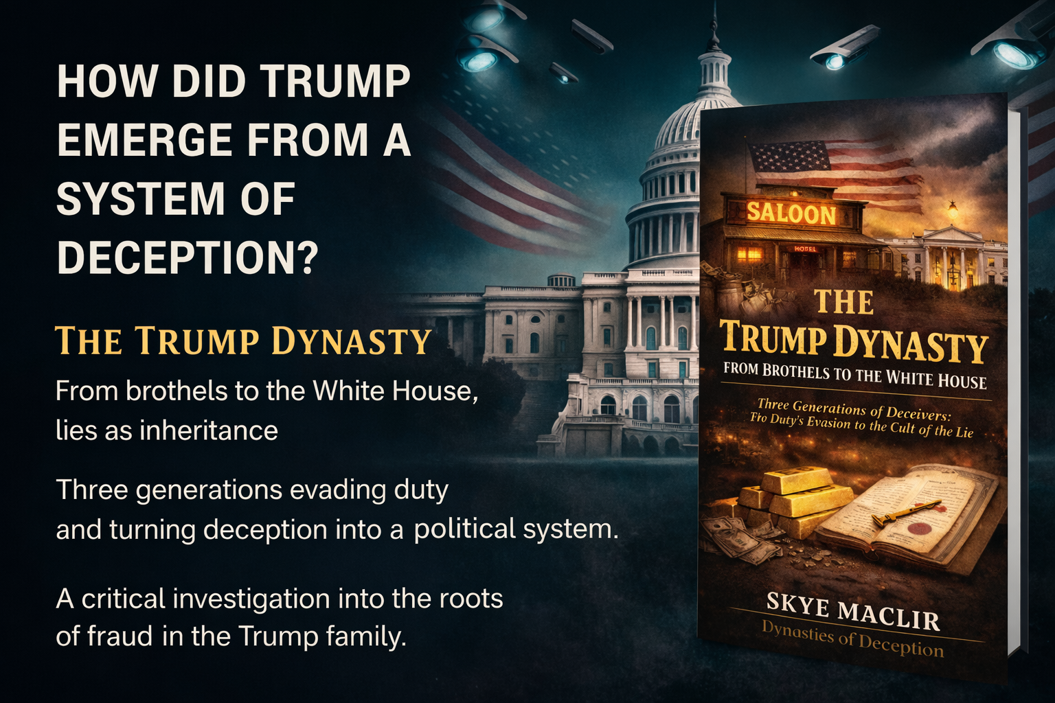 Promotional poster for The Trump Dynasty, a critical investigation into deception and inherited power from brothels to the White House